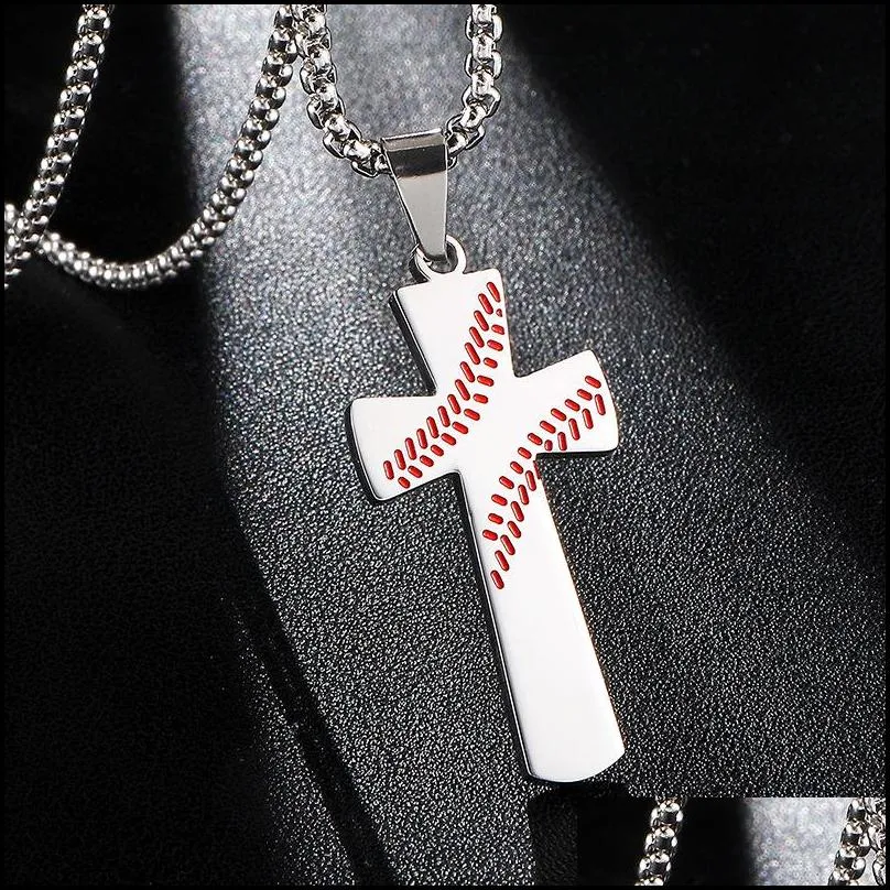 stainless steel baseball cross necklace for women and men stainless steel bible verse necklace christian religion jewelry gift for