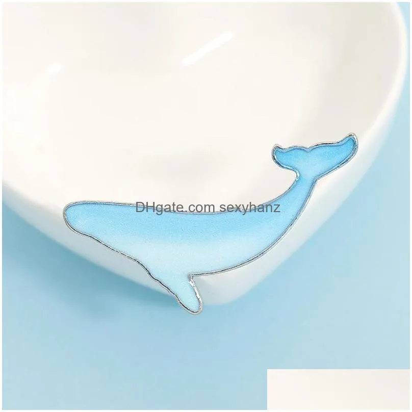 japanese cartoon blue whale brooch pins enamel funny metal brooches for girls xmas gift jewelry badges bag clothes accessories men shirt