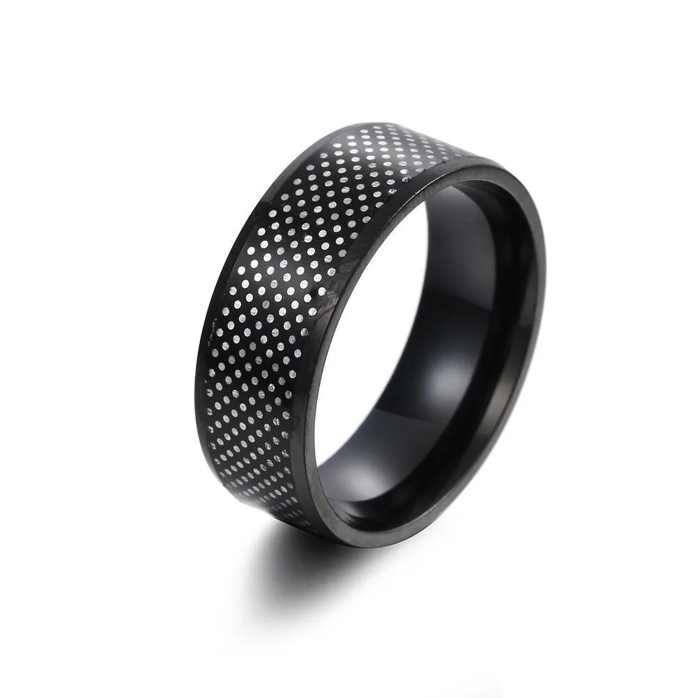 stainless steel shiny spot ring bands contrast color black rings for women men fashion jewelry