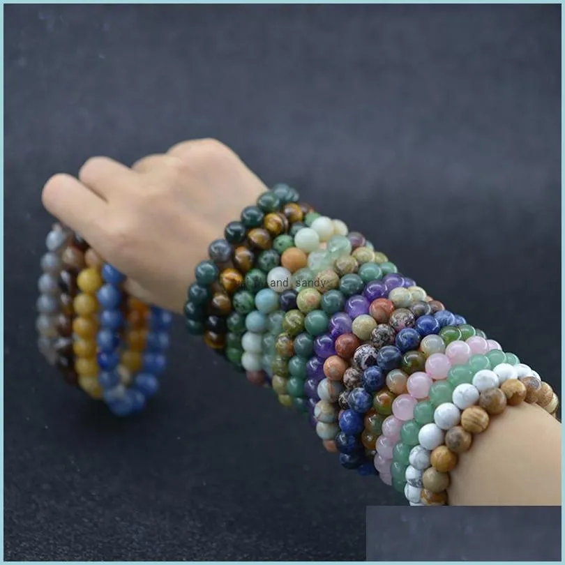 8mm natural stone bead strand bracelet yoga gemstone beads healing crystal stretch bracelets for men women fashion jewelry