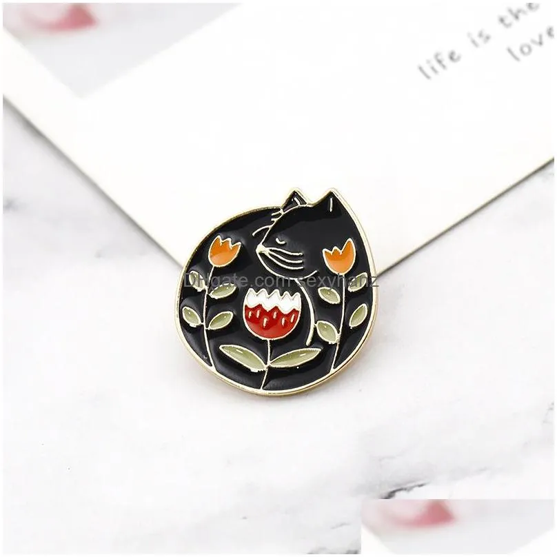 cartoon cat pins brooches enamel alloy badges jeans shirt lapel pin girls jewelry gift cute badge xmas bag hat clothes accessories