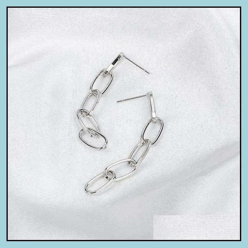 link chain drop earrings for women punk girl crush gold silver color tassel dangle earring hot fashion jewelry gifts