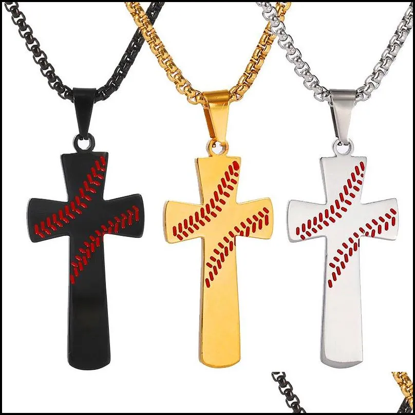 stainless steel baseball cross necklace for women and men stainless steel bible verse necklace christian religion jewelry gift for