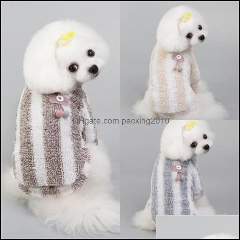 multi color stripe plush dogapparel clothes cute small dogs winter sweater keep warm rabbit cherry fleece clothing 8 1gl h1