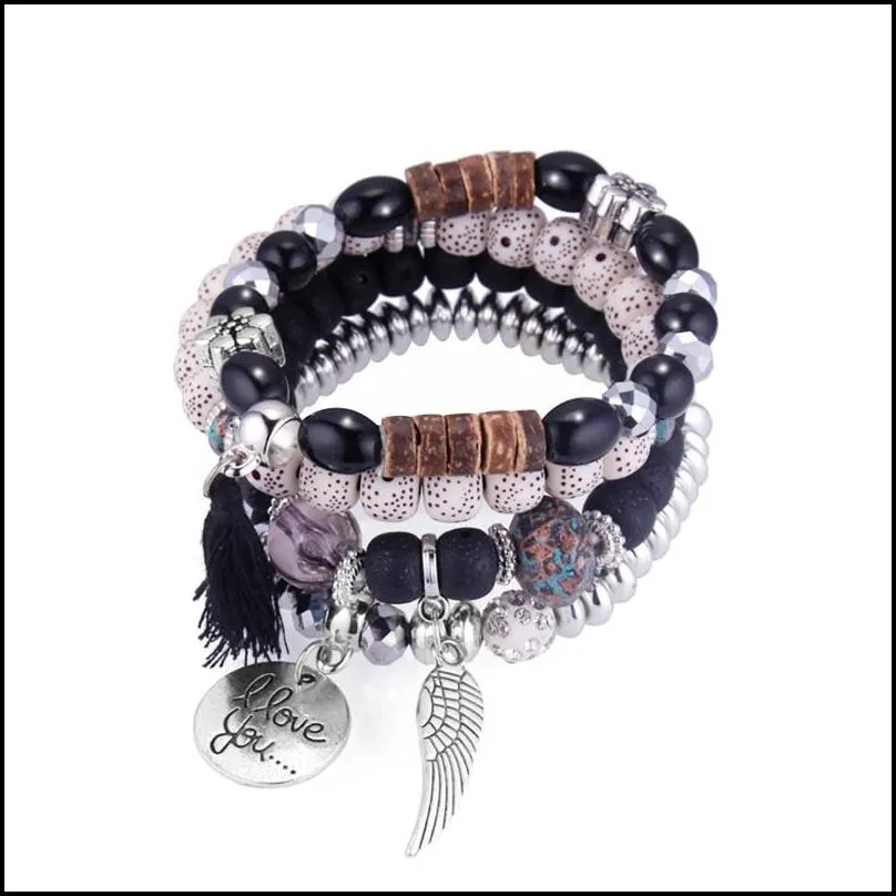 crystal bead bracelets vintage bracelet female jewelry tassel natural stone charms wristband wholesale jewelry gift for women girls