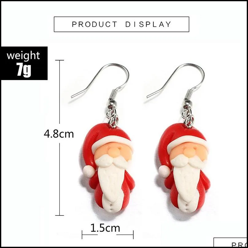 beautiful kids earring handmade polymer clay soft santa claus earrings for women fashion christmas piercing ear studs jewelry gift