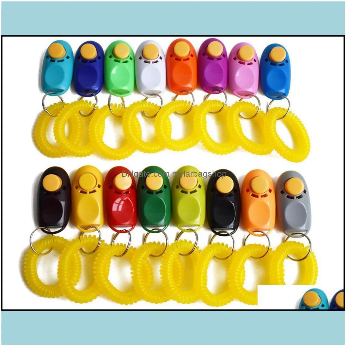 dog training obedience supplies pet home garden button clicker sound trainer with wrist band aid guide click tool dogs 11 colors 100pcs