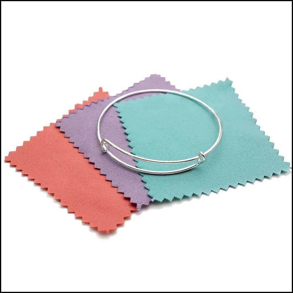 100pcs / lot silver cleaning cleaner polishing cloth blue pink purpl colors option jewelry accessories jewelry making tools 8 x 8cm