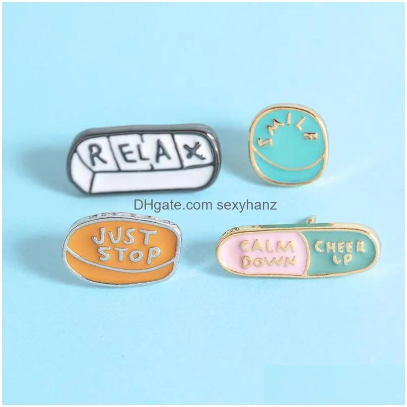 cartoon creative japan letter brooch pins funny enamel brooches for girls gift jewelry badges pill capsule clothes accessories collar
