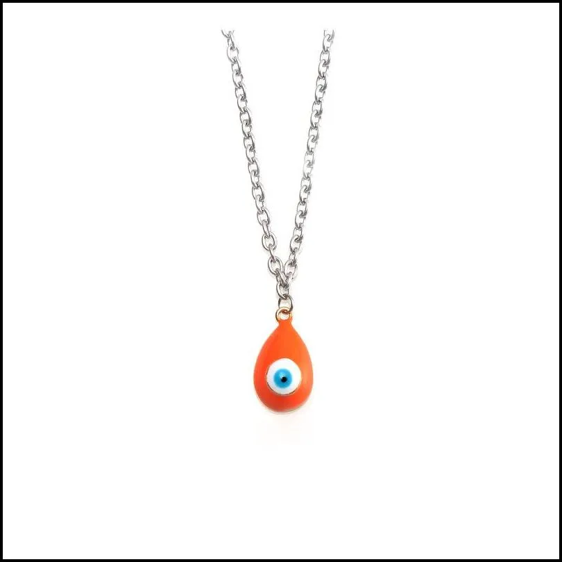 boho turkish evil blue eye necklace for women colorful enamel pendant stainless steel long chains men collars choker