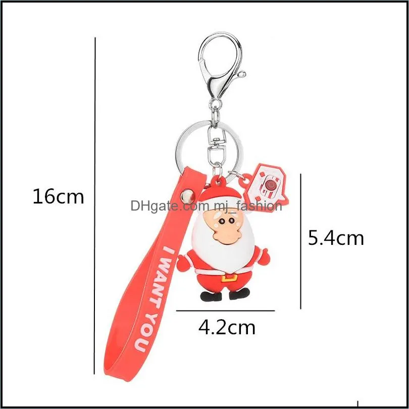 cartoon christmas santa snowman tree keychain key holders key ring bag hangs christmas gift fashion jewelry 