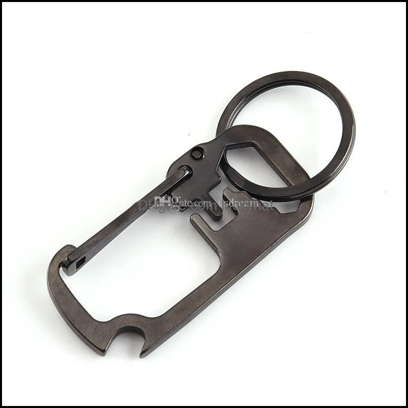 stainless steel multifunction keychain bottle opener ruler wrench key ring outdoor climbing keychain fashion jewelry