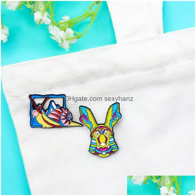 colorful insect image brooches for women fantasy pins set 9pcs enamel alloy cartoon animal dragonfly owl parrot snail woodpecker badge children gift