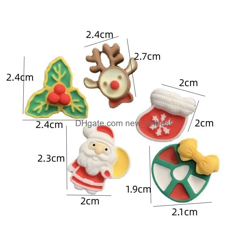 christmas style brooches set 5pcs resin pins santa claus elk socks garland red fruit cartoon jewelry xmas gift for boys girls badges