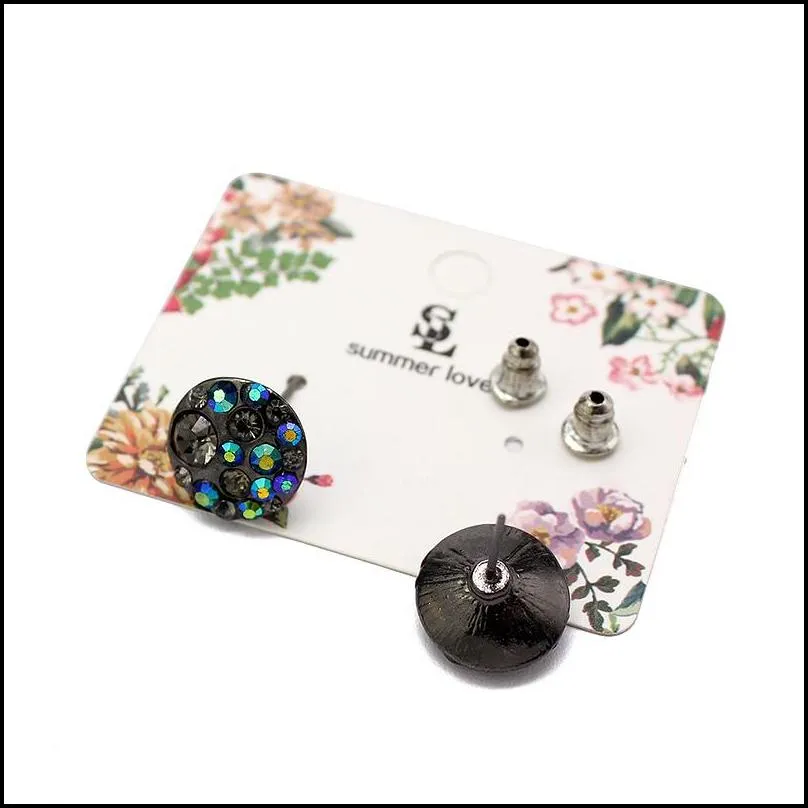 trendy handmade round crystal stud earrings fashion simple rinestone earring for women girls gifts jewelry
