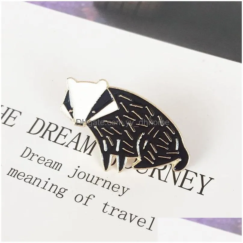 lovely cartoon black  brooches gold plated paint enamel pins fashion alloy brooch for children funny bag badge jewelry gift clothes