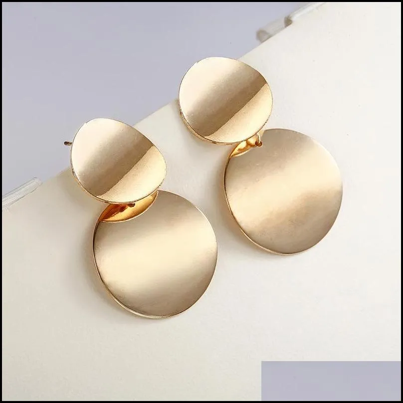 new design geometric earrings gold silver color statement round circle metal earring for women wholesale jewelry