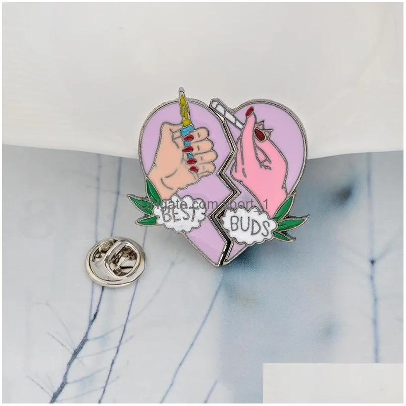 european buds heart shaped brooches cartoon cigarette lighter creative enamel pins alloy brooch for girls denim shirt badge jewelry couple gift bag