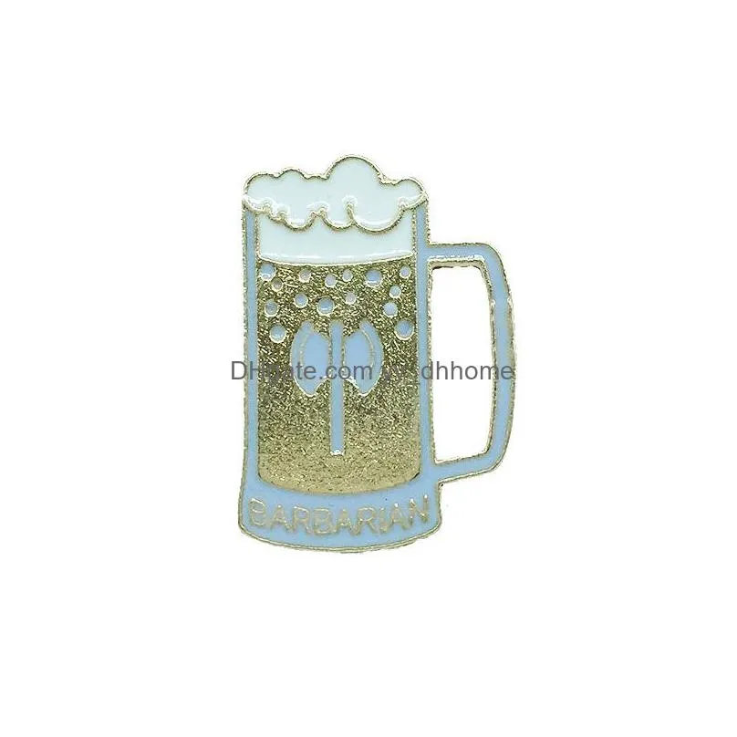 fashion creative beer mug brooches for women gold plated lapel pins little girls funny cup enamel paint badges denim shirt gift bag accessories collar