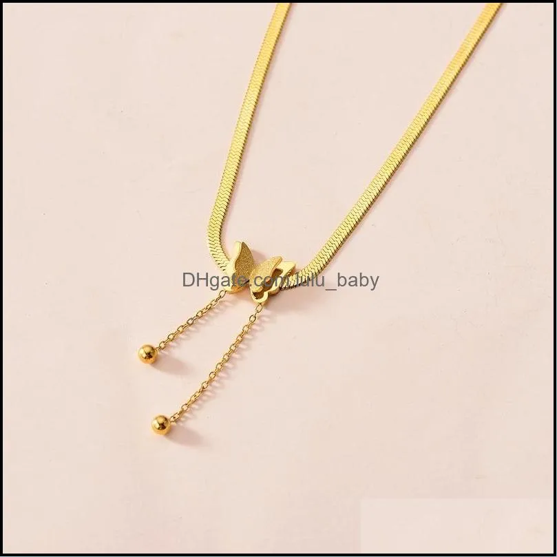 stainless steel butterfly choker necklace gold chain heart pendant necklaces for women fashion jewerly gift