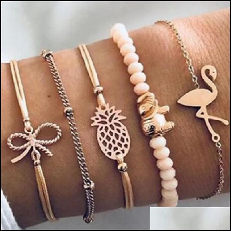 fashion beads stone turtle bracelet set for women geometric tree of life shell braclets bohemia summer jewelry