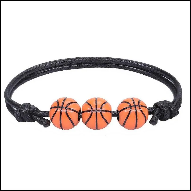 tennis sports charm bracelets basketball baseball wax couple bracelet summer beach jewelry gift