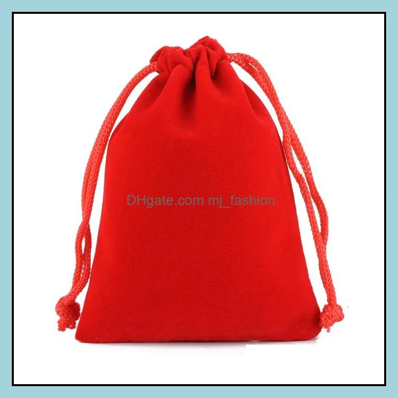 kids of size jewelry bag velvet pouches drawstring bags for jewellery gift cosmetics packaging black red 5x7 7x9cm 8x10 10x15 10x20