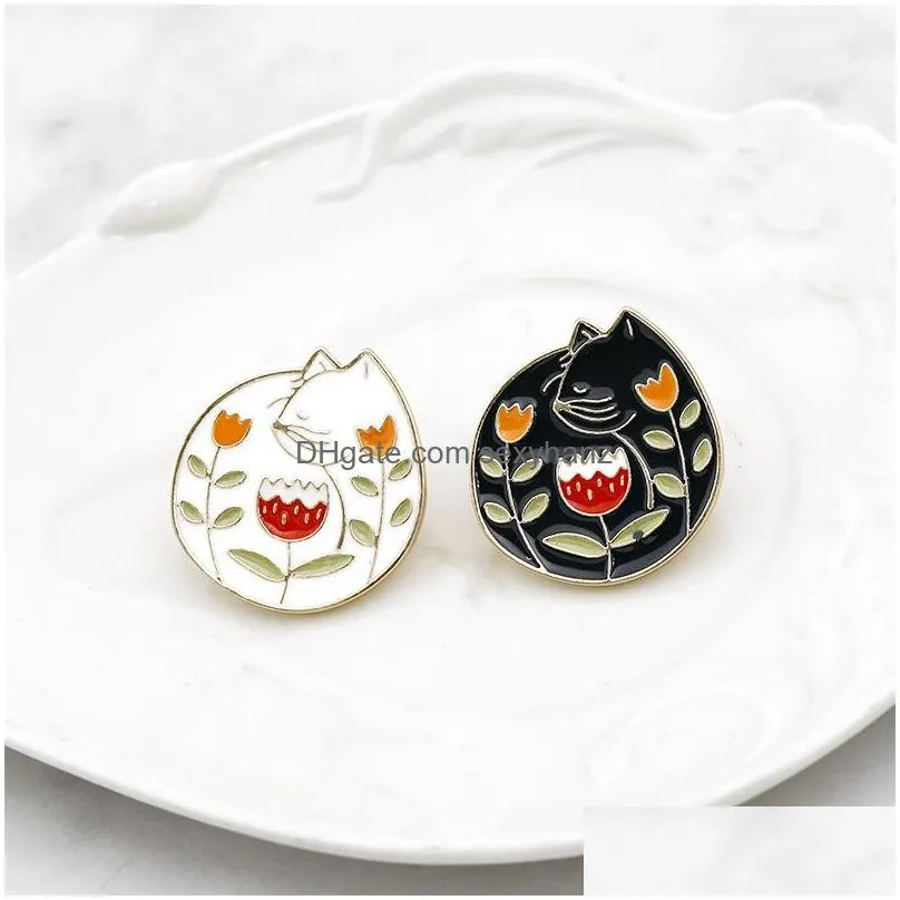 cartoon cat pins brooches enamel alloy badges jeans shirt lapel pin girls jewelry gift cute badge xmas bag hat clothes accessories