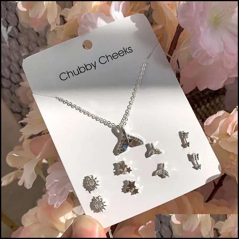 new design one week earrings necklace deer heart crystal stud earring jewelry set for women girls 10 styles