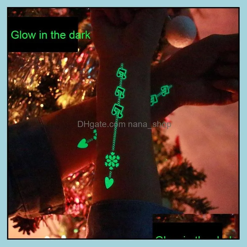 glow in the dark christmas tattoo snowman santa reindeer snowflake disposable tattoos party christmas decorations