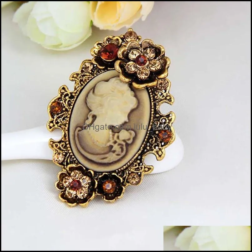 retro crystal lady head portrait brooch pin fashion business suit tops corsage rhinestone brooches fashion jewelry gift