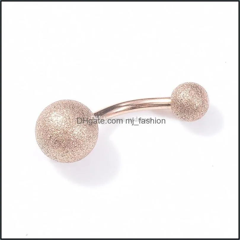 stainless steel dull polish ball belly ring silver rose gold allergy navel bell button rings for women fashion jewelry