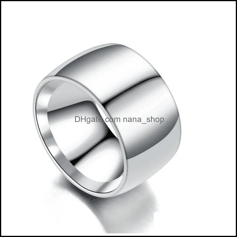width 12mm stainless steel blank ring band finger black gold rings for men women fashion jewelry