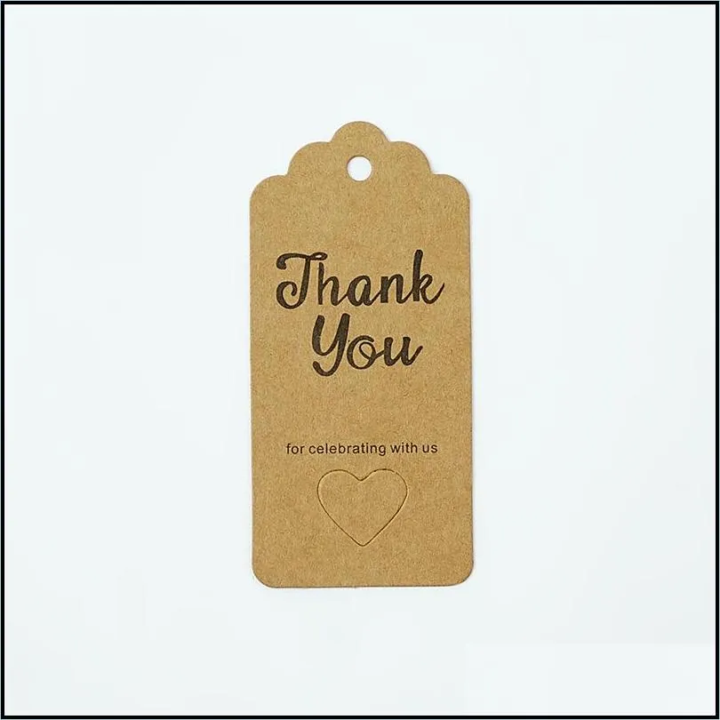 100pc/lot mini thank you cards simple kraft paper creative greeting tags card wishes wedding decoration diy jewelry accessory