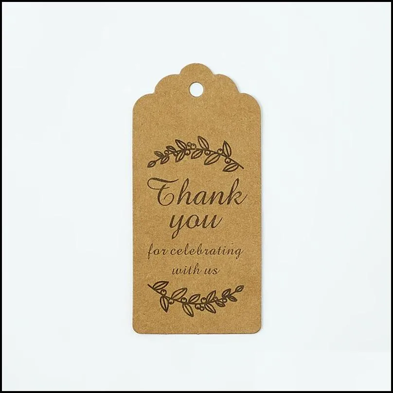 100pc/lot mini thank you cards simple kraft paper creative greeting tags card wishes wedding decoration diy jewelry accessory