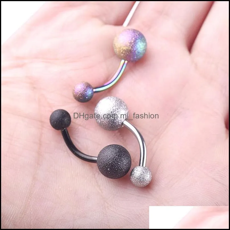 stainless steel dull polish ball belly ring silver rose gold allergy navel bell button rings for women fashion jewelry