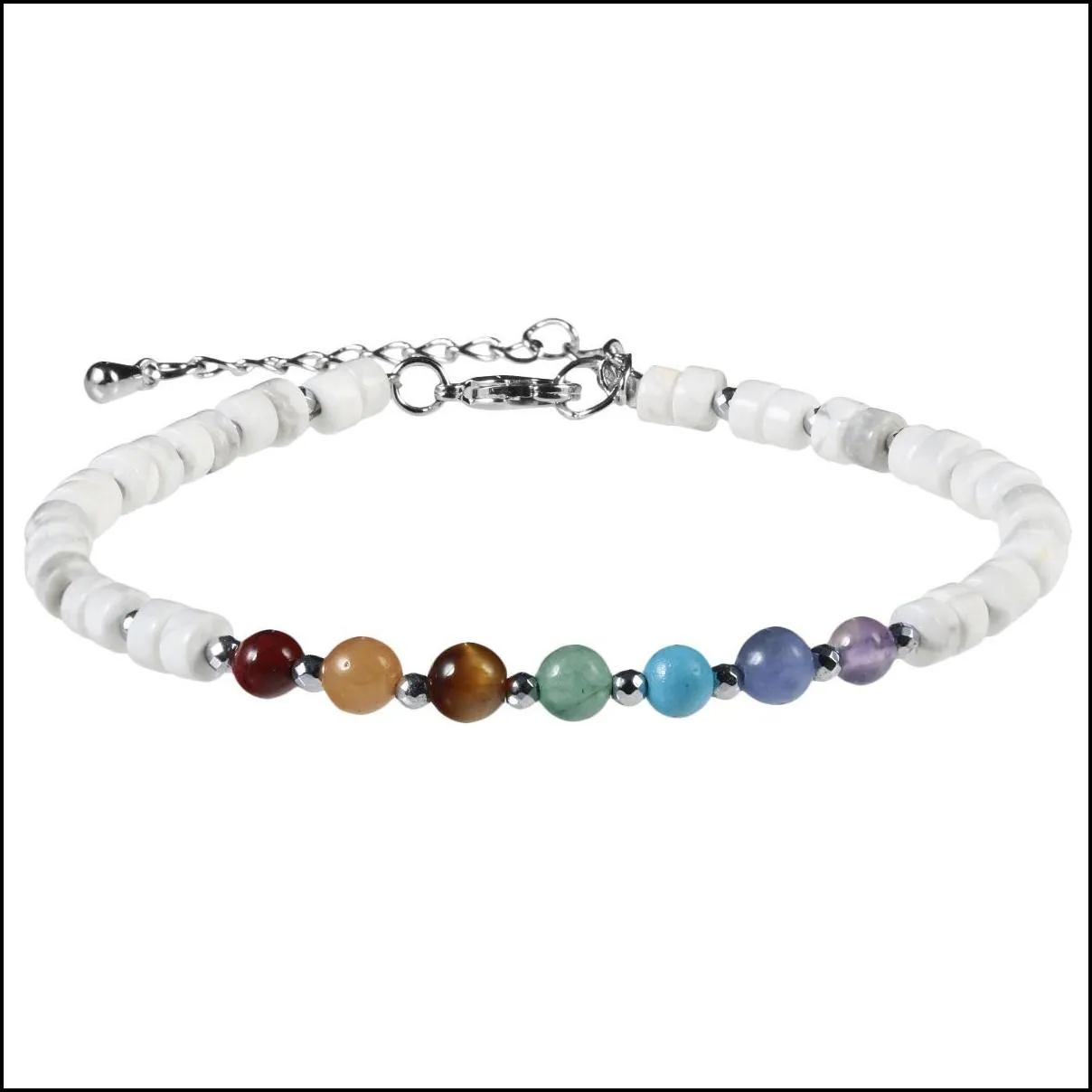 fashion adjustable handmade silver chain bracelet bohemia multicolor crystal 7 chakra bead bracelet for women