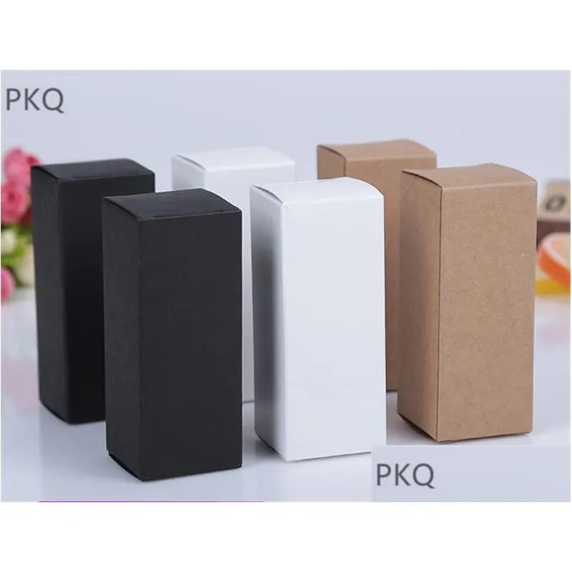 100pcs gift wrap 10ml/20ml/30ml/50ml/100ml white black kraft paper packaging box dropper bottle cosmetics party gift tubes cardboard