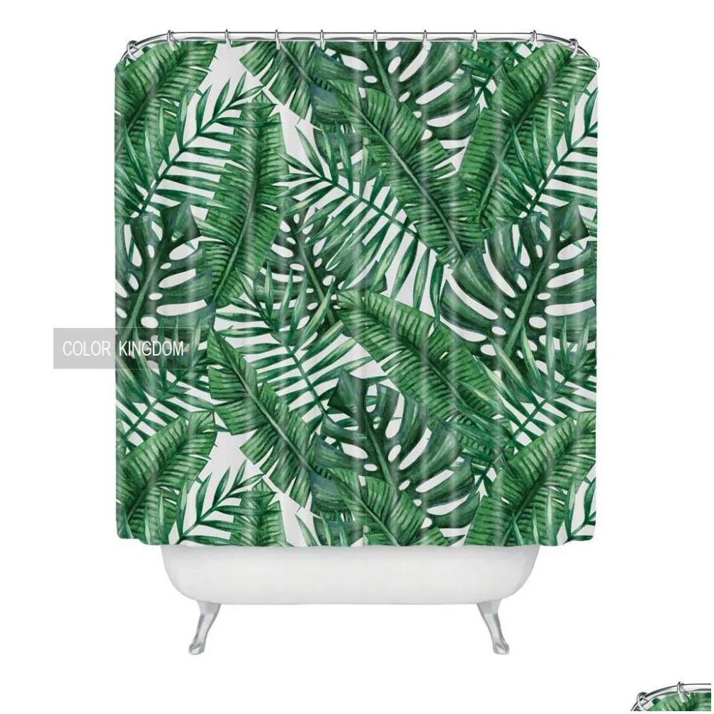 sweetenlife tropical shower curtain polyester fabric simple bathroom curtain designs green plants curtains bath waterproof 180cm