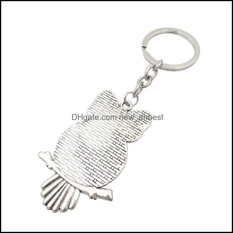 owl glass cabochon keyring keychain shape charms accessories bag hangs fashion jewelry