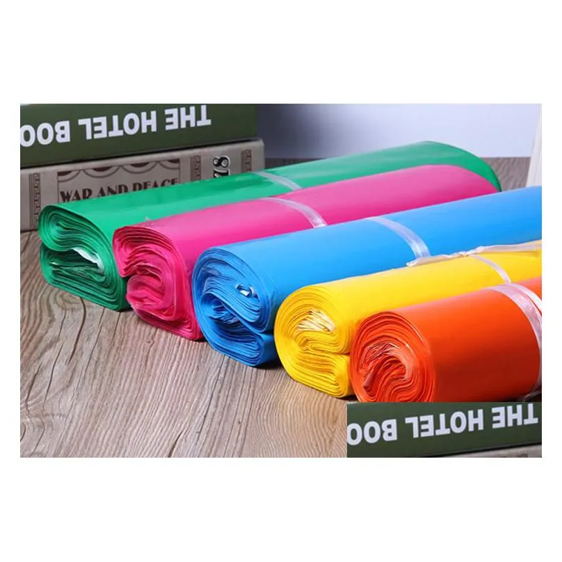 poly mailer bags pure color gift wrap express packaging envelope bag plastic garments mailing boxes 100pcs