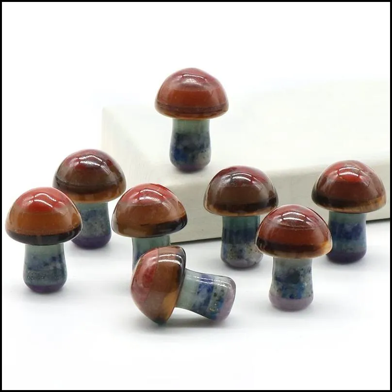 20mm grey agate mushroom sculpture mini mushrooms gemstone decoration colorful stone decor crafts for garden yard decor