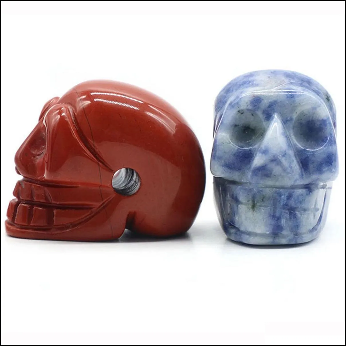 23mm natural cherry quartz stone hand carved crystal gemstone human skull head carving sculpture