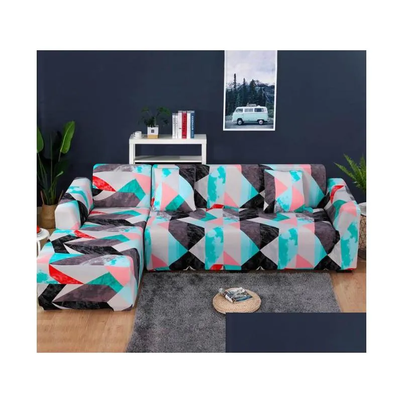 sofa cover set geometric couch cover elastic for living room pets corner l shaped chaise longue