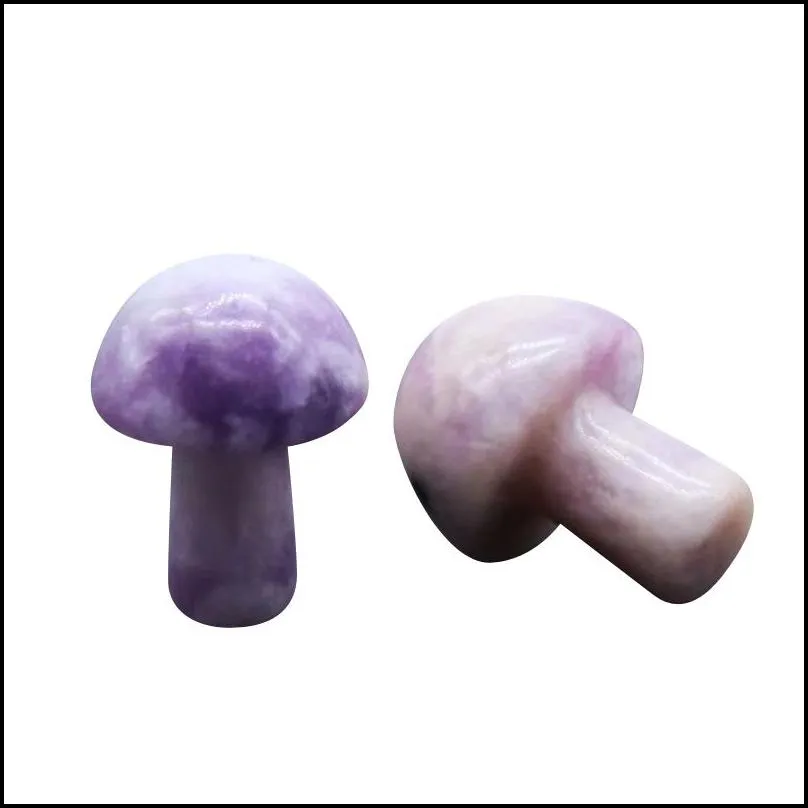 natural 20mm 7 chakra gemstone mushroom decoration colorful mushroom stone crafts for garden yard decor