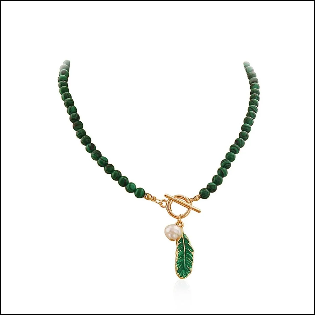 adjustable personality bracelet necklaces set lake green beads peal beaded bracelets necklace set for men women