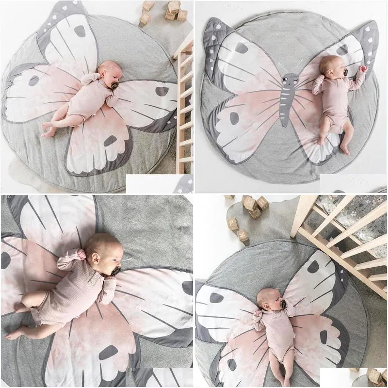 ins new baby play mats kid crawling carpet floor rug baby bedding butterfly blanket cotton game pad children room decor 3d rugs