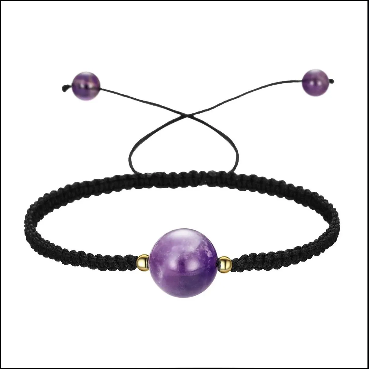 men women handwoven strands beaded lucky chinese knot adjustable rope bracelets natural stone black onyx ball beads braid handmade feng