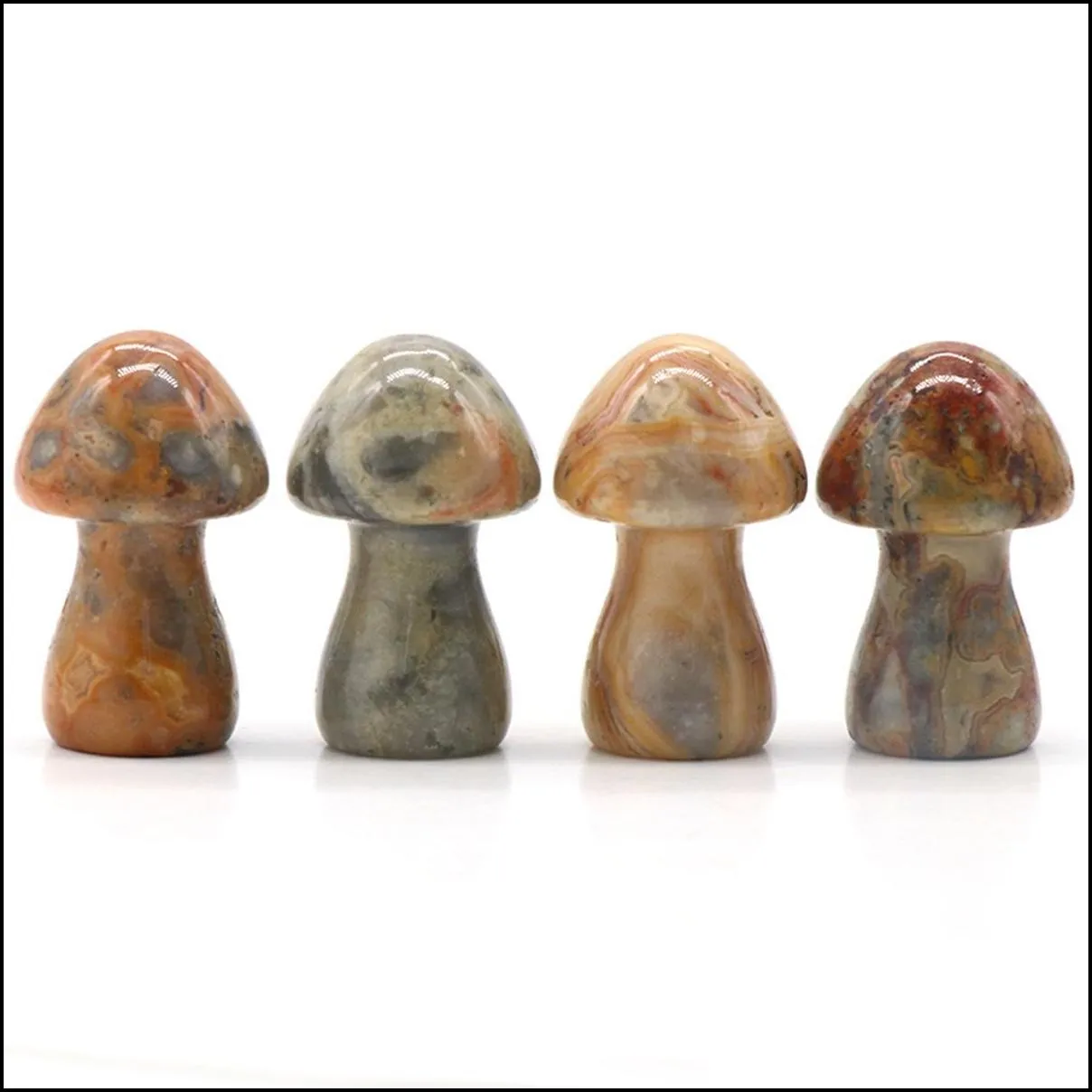 35mm natural gemstone crystal mushroom figurine healing stone statue carving crafts home decoration