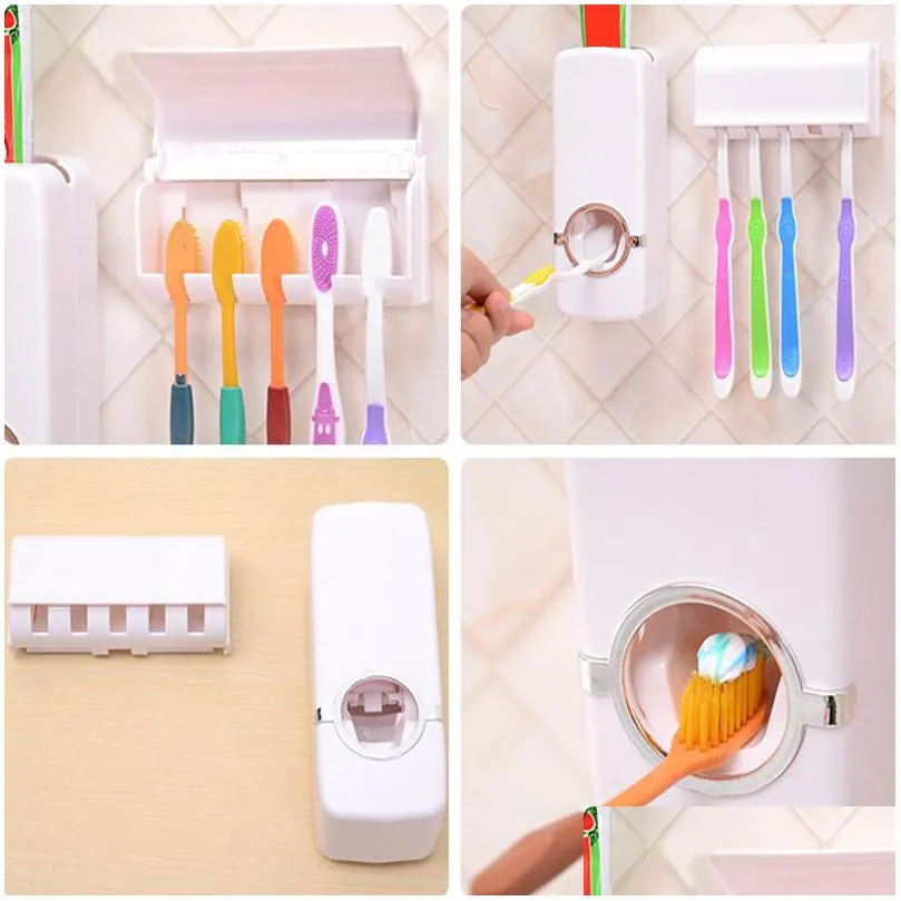 bathroom sets new automatic toothpaste dispenser toothbrush holder set